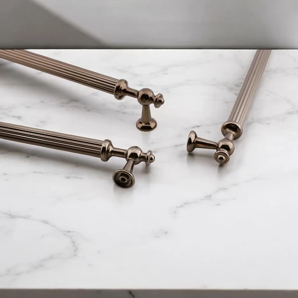 Nesil Çizgili Bronz Metal Kulp 192 mm Mobilya Çekmece Mutfak Dolabı Dolap Kulpları Kulpu Kulpları - Resim 5