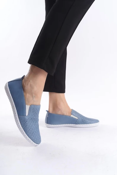 Kadın Hakiki Deri Dikişli Babet Tam Kalıp Düz Taban Günlük Ayakkabı - Resim 2