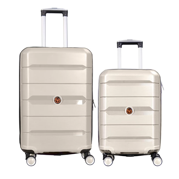 NPO Diamond PP(Polipropilen) Küçük ve Orta Boy 2'li Kırılmaz Valiz Seti - Kemik - 2