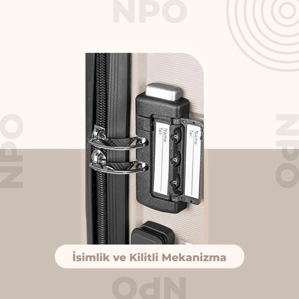 NPO Diamond PP(Polipropilen) Küçük ve Orta Boy 2'li Kırılmaz Valiz Seti - Kemik - 5