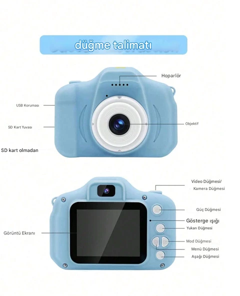 QASUL Kızlar/Erkekler için HD Dijital Video Kamera Oyuncakları Taşınabilir  Akıllı Çocuk Dijital Kamera - 3