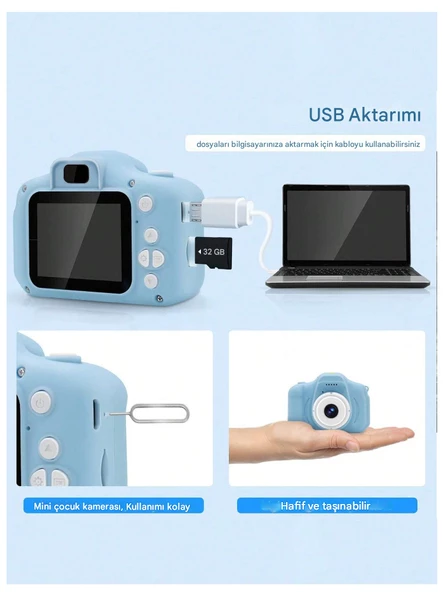 QASUL Kızlar/Erkekler için HD Dijital Video Kamera Oyuncakları Taşınabilir  Akıllı Çocuk Dijital Kamera - 2