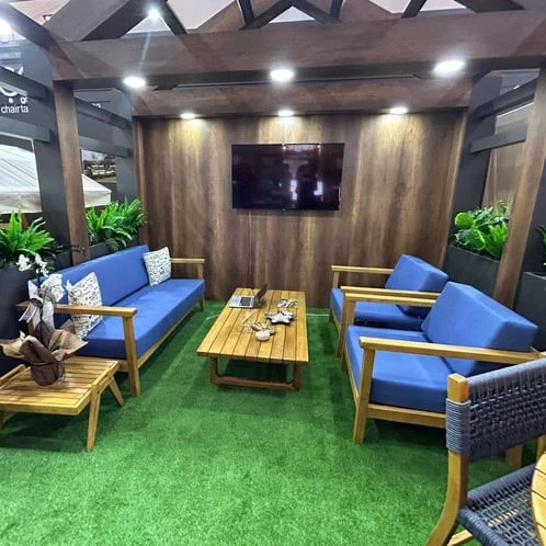 Üsküdar Ahşap Oturma Grubu Minderli - 5 Kişilik KestaneTakım - Resim 2