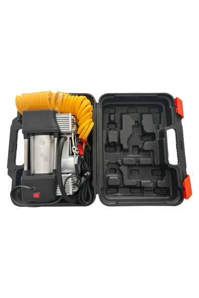 Araç Oto Lastik Şişirme Kompresörü Pompası Çift Pistonlu Kutulu - 3