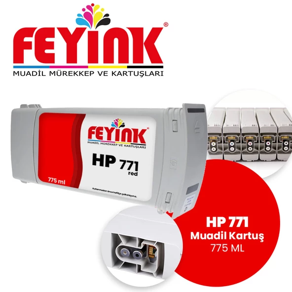 Feyink Hp 771 Cromatic RED (CR) Feyink Muadil Kartuş 775ml Designjet Z6200