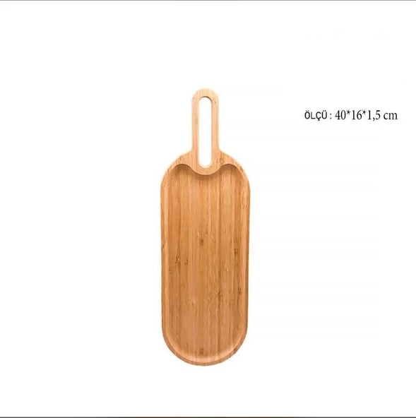 Bambu Sunum Tabağı Kulplu Sunumluk 40x16 CM - 2