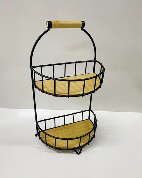 Metal Raf 2 Katlı Dekoratif Stand Baharatlık Organizer