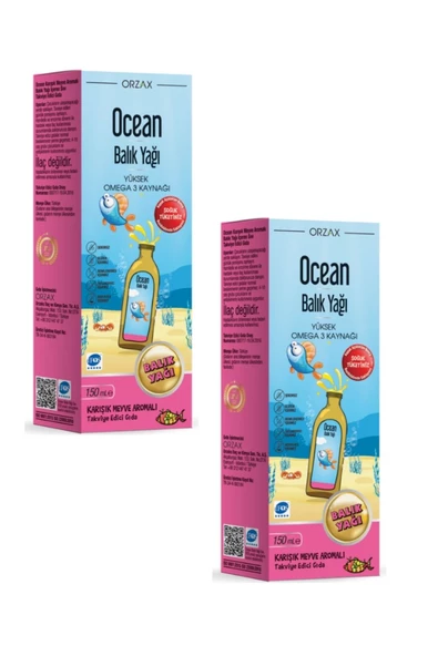 Ocean Karışık Meyve Aromalı Balık Yağı 150 ml x 2 Adet ürün görseli