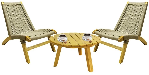 Beylerbeyi Kestane Bahçe Balkon Takımı: 65lik Sehpa + 2 Sandalye ürün görseli