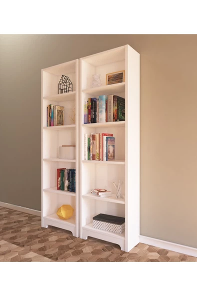 Nur Mobilya Ecem 2'li Kitaplık Seti Beyaz - 3