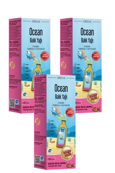 Ocean Karışık Meyve Aromalı Balık Yağı 150 ml x 3 Adet ürün görseli