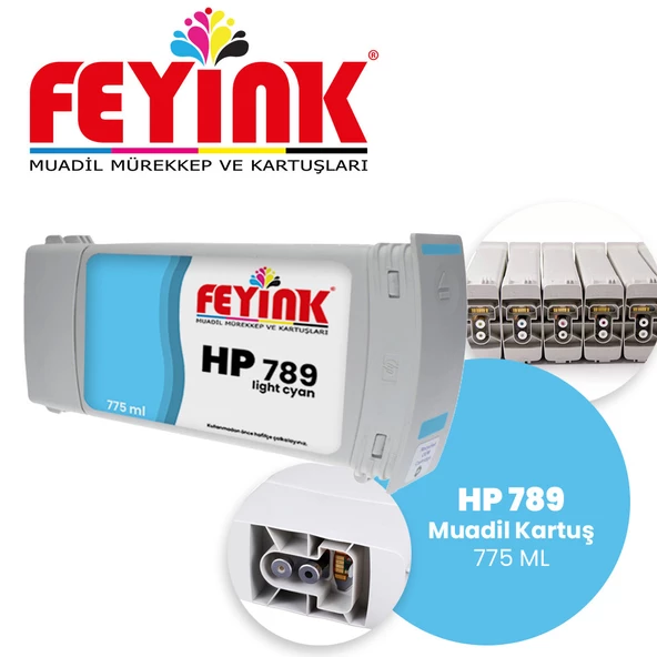 Feyink Hp Latex 789 Light Cyan (LC) Orijinal Mürekkep Dolumlu Feyink Kartuş 775ml L25500