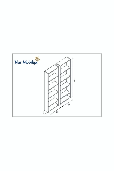 Nur Mobilya Ecem 2'li Kitaplık Seti Beyaz - 4