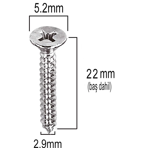 Aletçantam Havşa Başlı Küçük Vida Mini Sac Vidası Yhb 2.9x22 -500 Adet - 2
