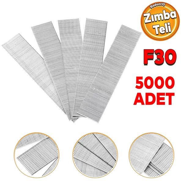 Zımba Teli F30 Sanayi Tipi 30 mm Makina Çivi Çivisi Süpürgelik Parke Ahşap Mdf Tel 5000 ADET