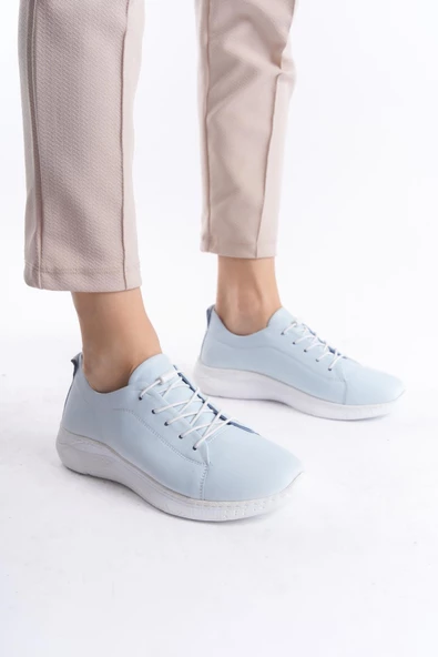 Kadın Hakiki Deri Günlük Ayakkabı Akıllı Bağcıklı Rahat Taban Kadın Spor Ayakkabı - Resim 3