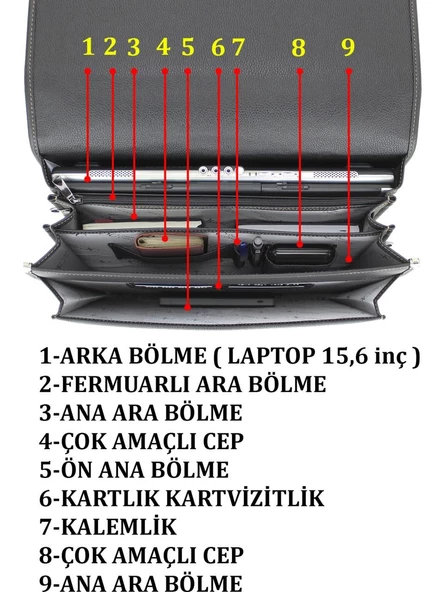 Deri Evrak Çantası Laptop Bölmeli 15.6 " İnç - 5