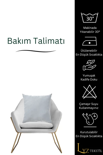 Lüks 1. Sınıf Petek Kadife Dokulu Dekoratif Kırlent Kılıfı - 4