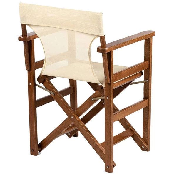 Yönetmen Katlanır Ahşap Bahçe Balkon Seti: 80x120 Masa + 4 Sandalye - 5