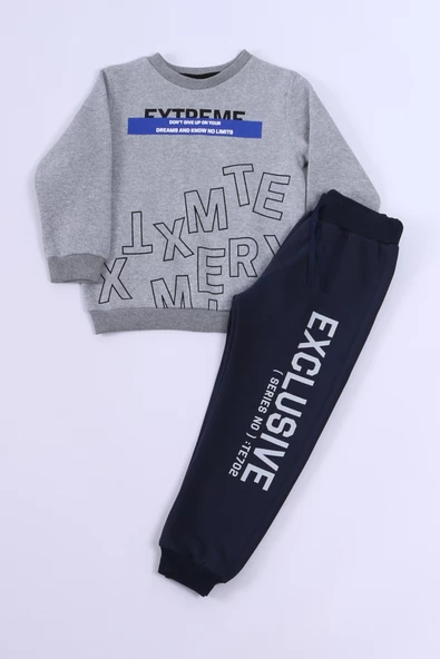 ERKEK ÇOCUK 3 İPLİK EŞOFMAN TAKIMI EXTREME BASKILI A85 - Resim 2