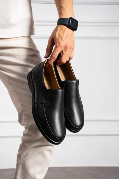 Albishoes Kışlık Kauçuk Kaymaz Taban Hakiki Deri Anatomik Baba Ayakkabı Erkek Günlük Ayakkabı(39-46) - 4