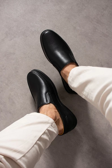 Albishoes Kışlık Kauçuk Kaymaz Taban Hakiki Deri Anatomik Baba Ayakkabı Erkek Günlük Ayakkabı(39-46) - 3