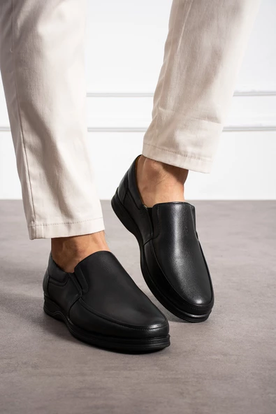 Albishoes Kışlık Kauçuk Kaymaz Taban Hakiki Deri Anatomik Baba Ayakkabı Erkek Günlük Ayakkabı(39-46) - 2