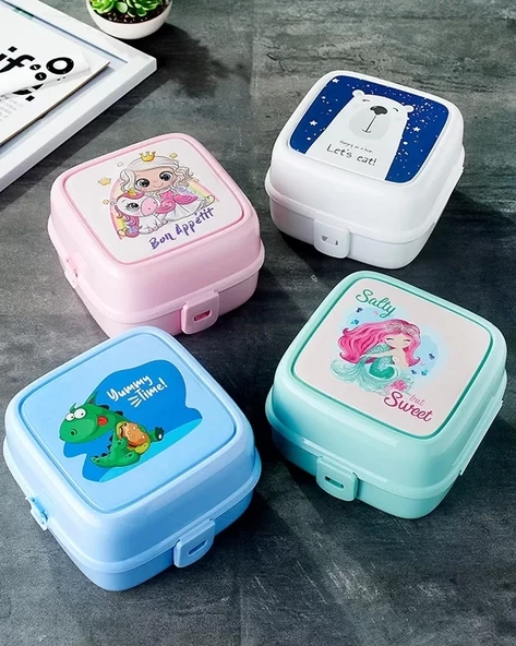 Porky Lol Desenli 4 Bölmeli Çatallı Beslenme Kabı - Diyet Kabı - 2