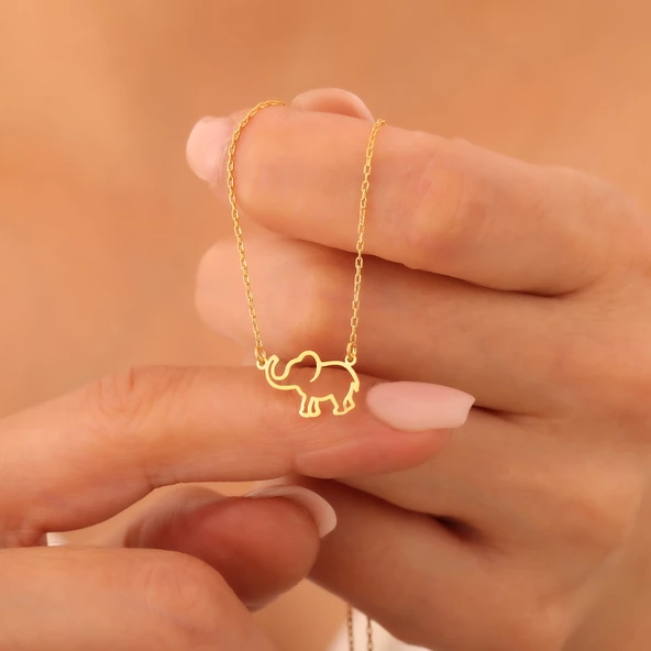 925 Ayar Gümüş Minimal Fil Kolye ürün görseli