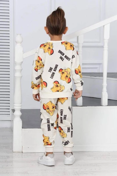 Erkek Çocuk Baskılı Bisiklet Yaka  Eşofman Takımı - 2