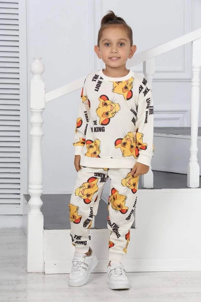 Erkek Çocuk Baskılı Bisiklet Yaka Eşofman Takımı