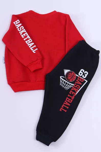 ERKEK BEBEK 3 İPLİK EŞOFMAN TAKIMI BASKETBOL BASKILI A45 - 6