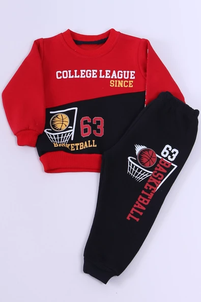ERKEK BEBEK 3 İPLİK EŞOFMAN TAKIMI BASKETBOL BASKILI A45 - 4