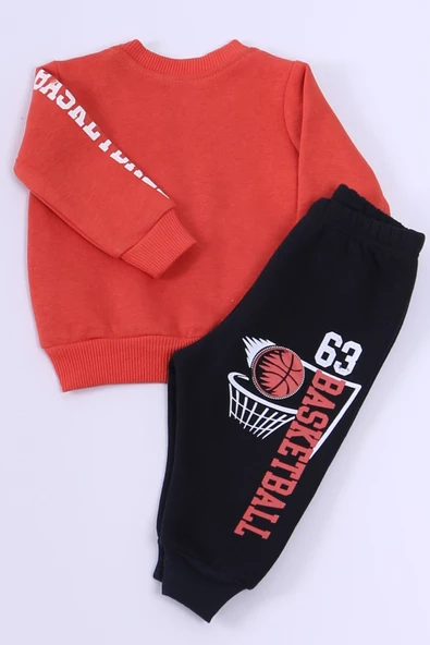 ERKEK BEBEK 3 İPLİK EŞOFMAN TAKIMI BASKETBOL BASKILI A45 - 3