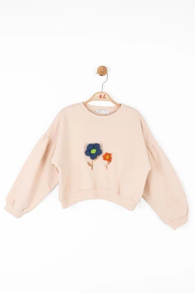 NK KİDS Kız Çocuk Örgü Çiçekli Sweat - 4