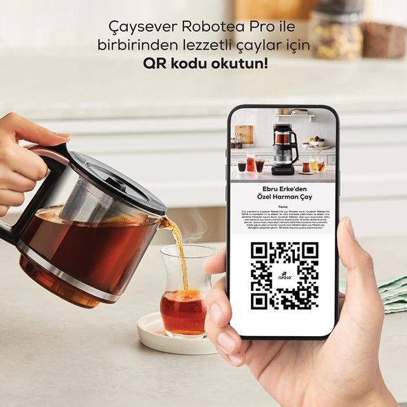 Karaca Çaysever Robotea Pro 4in1 2500 W Black Chrome Konuşan Cam Çay Makinesi - 5