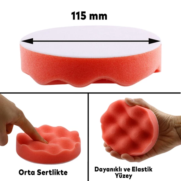 Oto Araç Araba Pasta Cila Polisaj Yumurta Ped Sünger 115 mm Cırtlı Parlatıcı Çizik Giderici Parlatma Pet - 3