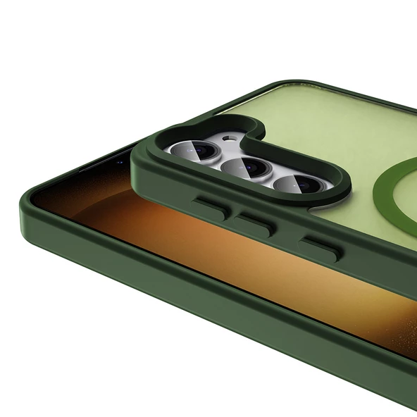 Samsung Galaxy S24 FE Kılıf Kablosuz Şarj Özellikli Mat Arka Yüzey Sio Kapak - Resim 7