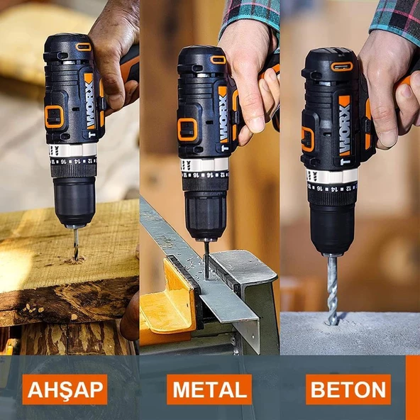 WORX WX370.1 Çift Akülü Şarjlı Darbeli Matkap 20Volt/2.0Ah. - 5