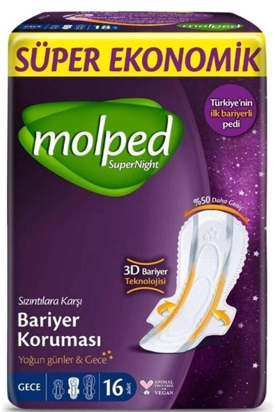Molped Supernight Gece Hijyenik Ped 16 Lı