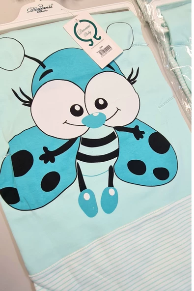 Mavi %100 Pamuk Bebek Battaniyesi Çift Kat İnterlok Penye 85x80 cm - 2