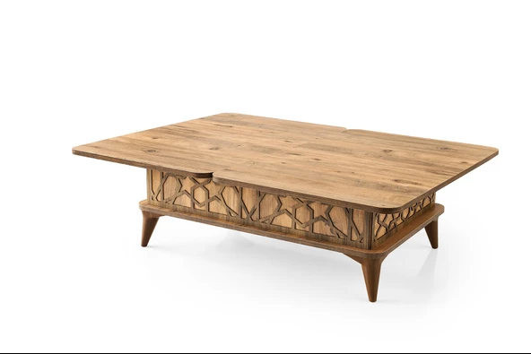 Tuna Akıllı Sehpa Laptop Yemek Masası Kademeli Orta Sihirli Sehpa Firkete Ayak Diş Budak 60x90 - 6