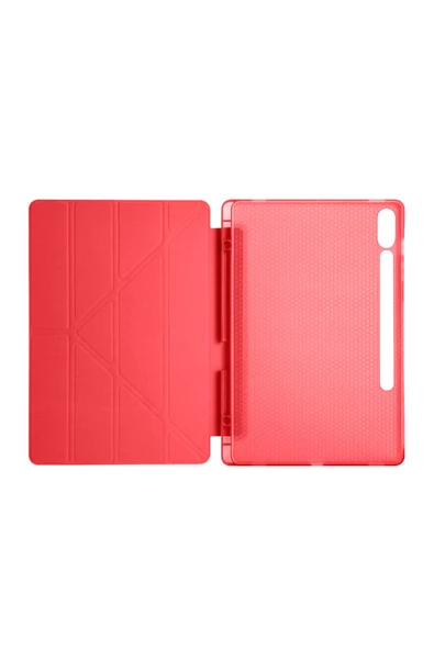 Galaxy Tab S10 Plus Uyumlu 12,4 inç Kılıf Fuchsia Akıllı Kalem Bölmeli Standlı Tri Folding Smart Kılıf - 6