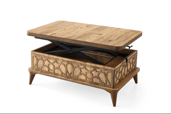 Tuna Akıllı Sehpa Laptop Yemek Masası Kademeli Orta Sihirli Sehpa Firkete Ayak Diş Budak 60x90 - 5