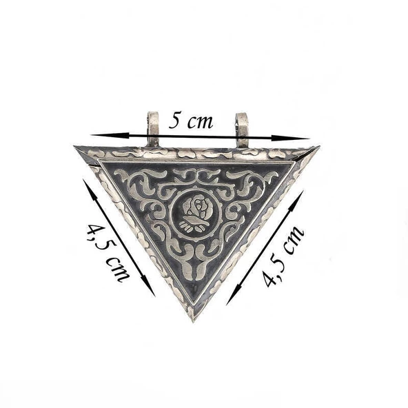 925 Ayar Gümüş Üçgen İçi Açılabilen Gül Muskalık Gümüş Kolye - Resim 2