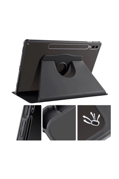 Galaxy Tab S10 Plus Uyumlu 12,4 inç Fuchsia Pino Kılıf Akıllı Kapak Kalem Bölmeli Standlı Kılıf - Resim 8