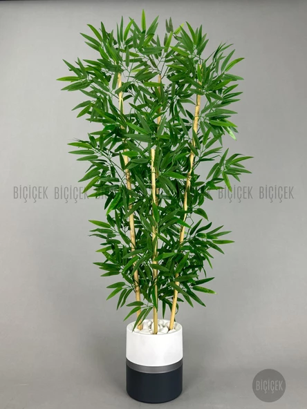 BİÇİÇEK   Yapay Bambu Ağacı 140cm lux saksı - 9