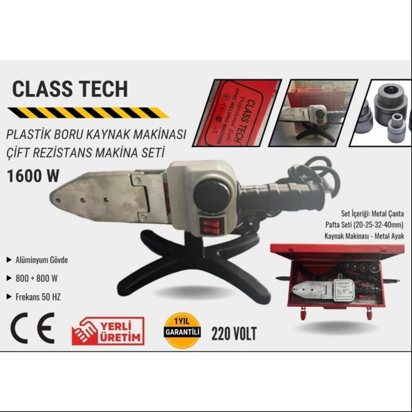 CLASS TECH PLASTİK BORU KAYNAK MAKİNESİ METAL GÖVDE 1600W - 3