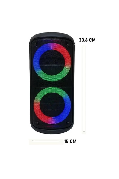 Torima KTS-1296 Siyah Telefon Tutacaklı RGB Ledli Taşınabilir Bluetooth Hoparlör Parti Speaker - Resim 4