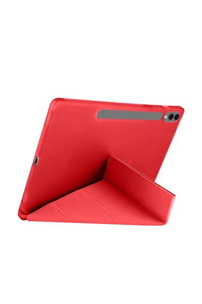 Galaxy Tab S10 Ultra Uyumlu 14,6 inç Kılıf Fuchsia Akıllı Kalem Bölmeli Standlı Tri Folding Smart Kılıf - 11